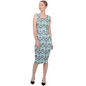 Easter Damask Pattern Robins Egg Blue and Brown Sleeveless Pencil Dress View3