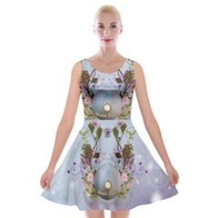 Easter Egg With Flowers Velvet Skater Dress by FantasyWorld7