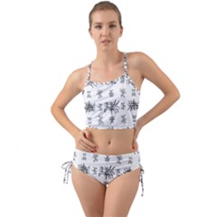 Black And White Ethnic Design Print Mini Tank Bikini Set by dflcprintsclothing