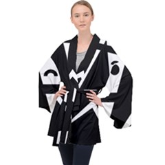 Black And White Geometric Design Velvet Kimono Robe by yoursparklingshop