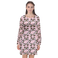 Bento Lunch Pink Long Sleeve Chiffon Shift Dress  by snowwhitegirl