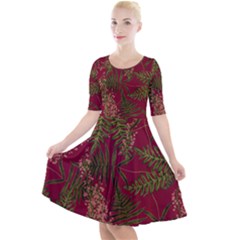 Fern Red Quarter Sleeve A-line Dress by snowwhitegirl