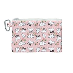 Vintage Lamb Pattern Pink Canvas Cosmetic Bag (medium) by snowwhitegirl