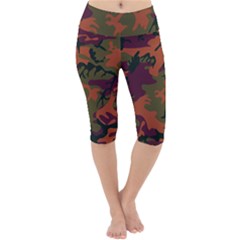 Camouflage Orange Lightweight Velour Cropped Yoga Leggings by snowwhitegirl