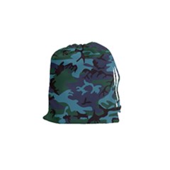 Camouflage Blue Drawstring Pouch (small) by snowwhitegirl