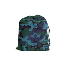 Camouflage Blue Drawstring Pouch (medium) by snowwhitegirl