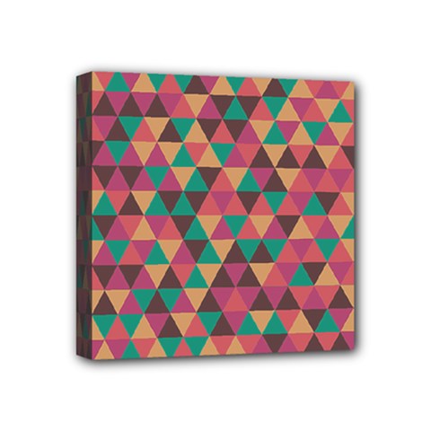 Retro Orange Green Geometric Pattern Mini Canvas 4  X 4  (stretched) by snowwhitegirl