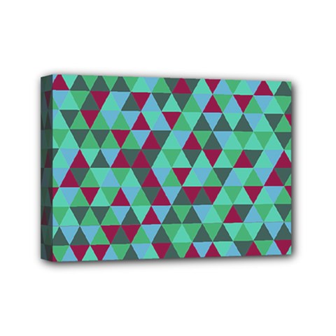 Retro Teal Green Geometric Pattern Mini Canvas 7  X 5  (stretched) by snowwhitegirl