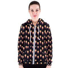 Cotton Candy Pattern  Black Women s Zipper Hoodie by snowwhitegirl