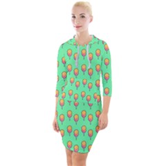 Cotton Candy Pattern Green Quarter Sleeve Hood Bodycon Dress by snowwhitegirl