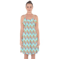 Cotton Candy Pattern Aqua 3d Ruffle Detail Chiffon Dress by snowwhitegirl