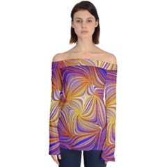 Electric Field Art Lii Off Shoulder Long Sleeve Top by okhismakingart