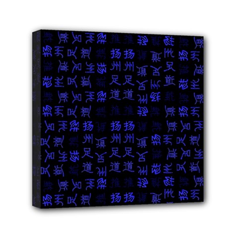 Neon Oriental Characters Print Pattern Mini Canvas 6  X 6  (stretched) by dflcprintsclothing