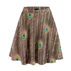 Peacock Feather Bird Exhibition High Waist Skirt by Pakrebo