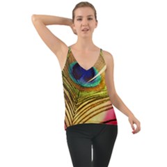 Peacock Feather Colorful Peacock Chiffon Cami by Pakrebo