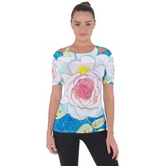 Favorite Rose Watercolor   Shoulder Cut Out Short Sleeve Top by okhismakingart