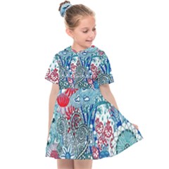 Floral Jungle Blue Kids  Sailor Dress by okhismakingart