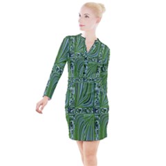 Electric Field Art Vii Button Long Sleeve Dress by okhismakingart