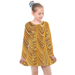 Electric Field Art Xxxvi Kids  Long Sleeve Dress by okhismakingart