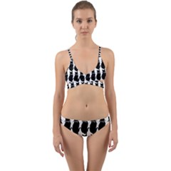 Cat Silouette Pattern Wrap Around Bikini Set by snowwhitegirl