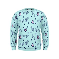 Duck Family Blue Pink Hearts Pattern Kids  Sweatshirt by snowwhitegirl