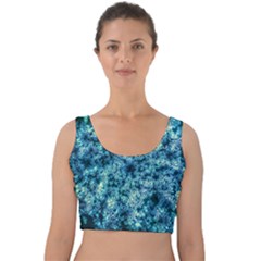 Queen Annes Lace In Neon Blue Velvet Crop Top by okhismakingart