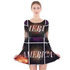 America Long Sleeve Velvet Skater Dress by okhismakingart