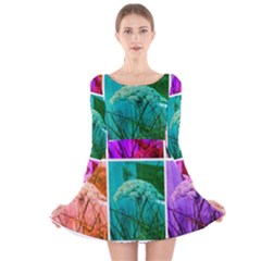 Color Block Queen Annes Lace Collage Long Sleeve Velvet Skater Dress by okhismakingart