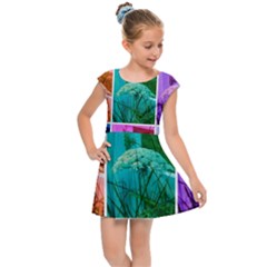 Color Block Queen Annes Lace Collage Kids  Cap Sleeve Dress by okhismakingart