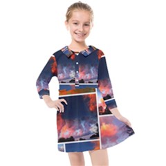 Sunset Collage Kids  Quarter Sleeve Shirt Dress by okhismakingart