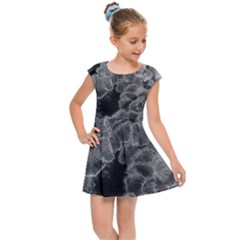 Tree Fungus Branch Vertical Black And White Kids  Cap Sleeve Dress by okhismakingart