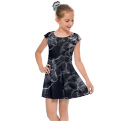 Tree Fungus Branch Vertical High Contrast Kids  Cap Sleeve Dress by okhismakingart