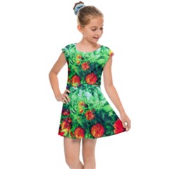 Intense Flowers Kids  Cap Sleeve Dress by okhismakingart