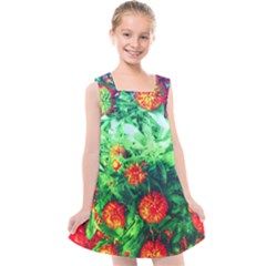 Intense Flowers Kids  Cross Back Dress by okhismakingart