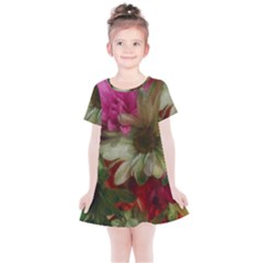 Grainy Green Flowers Kids  Simple Cotton Dress by okhismakingart