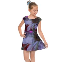 Grainy Green Flower (with Blue Tint) Kids  Cap Sleeve Dress by okhismakingart