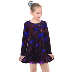 Red-edged Blue Sedum Kids  Long Sleeve Dress by okhismakingart