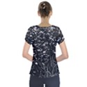 High Contrast Black and White Queen Anne s Lace Hillside Short Sleeve Front Detail Top View2