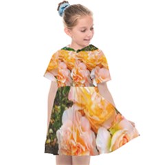 Bunch Of Orange And Pink Roses Kids  Sailor Dress by okhismakingart