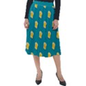 Toast With Cheese Pattern Turquoise Green Background Retro funny food Classic Velour Midi Skirt  View1