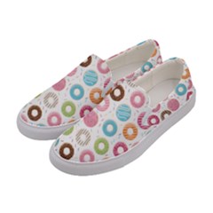 Donut Pattern With Funny Candies Women s Canvas Slip Ons by genx