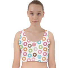 Donut Pattern With Funny Candies Velvet Racer Back Crop Top by genx