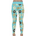 Donuts Pattern With Bites bright pastel blue and brown Classic Yoga Leggings View1