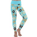 Donuts Pattern With Bites bright pastel blue and brown Kids  Lightweight Velour Classic Yoga Leggings View1