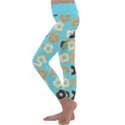 Donuts Pattern With Bites bright pastel blue and brown Kids  Lightweight Velour Classic Yoga Leggings View2