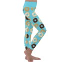 Donuts Pattern With Bites bright pastel blue and brown Kids  Lightweight Velour Classic Yoga Leggings View3