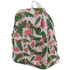 Tropical Watermelon Leaves Pink And Green Jungle Leaves Retro Hawaiian Style Top Flap Backpack by genx