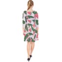 Tropical Watermelon Leaves Pink and green jungle leaves retro Hawaiian style Quarter Sleeve Front Wrap Dress View2