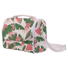 Tropical Watermelon Leaves Pink And Green Jungle Leaves Retro Hawaiian Style Satchel Shoulder Bag by genx