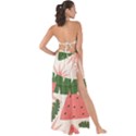 Tropical Watermelon Leaves Pink and green jungle leaves retro Hawaiian style Maxi Chiffon Tie-Up Sarong View2